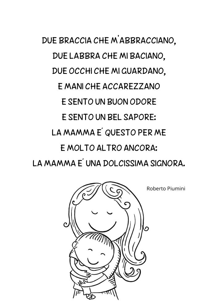 poesia per la festa della mamma scuola primaria da colorare