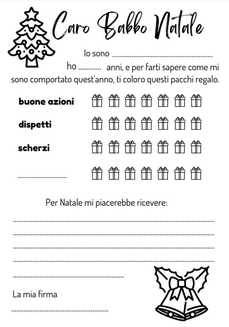 Letterina Babbo Natale da Stampare e Colorare Famiglia GBR PDF gratis