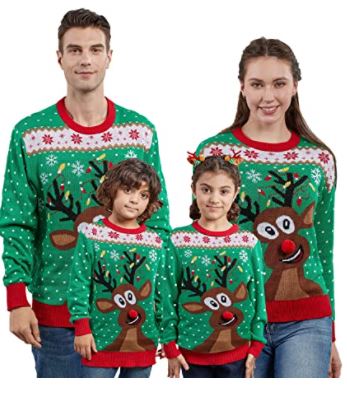 Blaward Famiglia abbinata vacanze di Natale Cervi Felpe Set di maglioni per mamma Papà Bambini Regali di Natale Felpe con maniche lunghe 