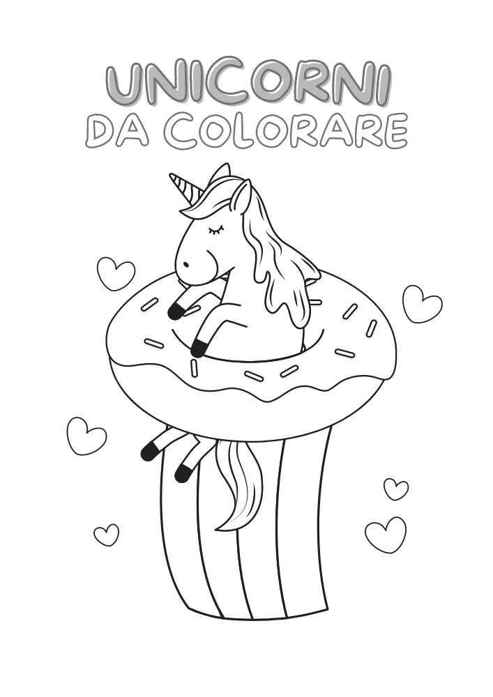 Album disegno unicorno da colorare PDF A4