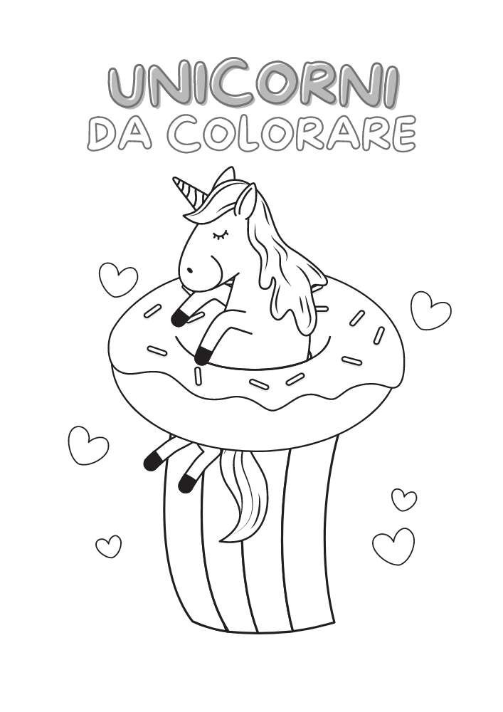 Album disegno unicorno da colorare PDF A4