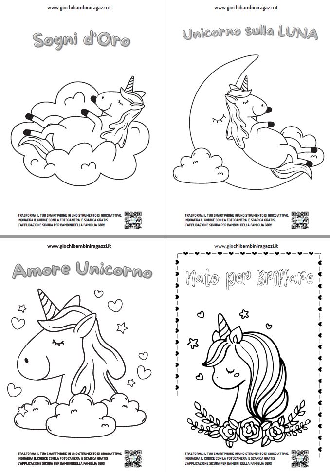 Album Unicorni da Colorare per Bambini PDF A4: Libro Gratis - GBR