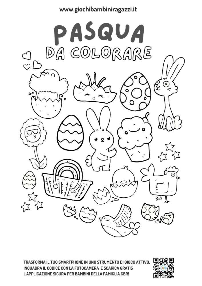 Disegno di Pasqua da colorare per bambini gratis