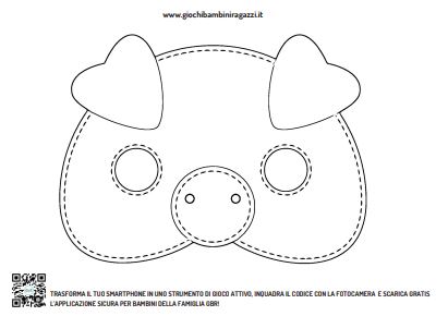 Maschera maialino da stampare e colorare