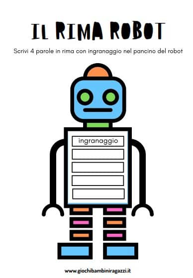 Robot che fa le rime per giocare da stampare