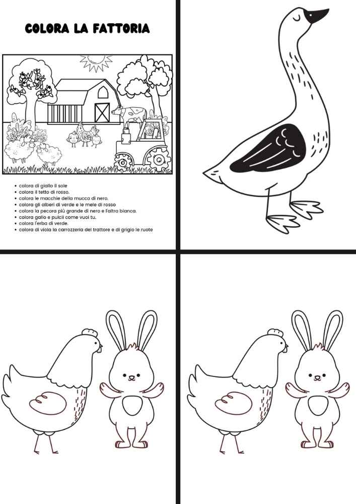 Album da colorare animali della Fattoria gratis PDF A4