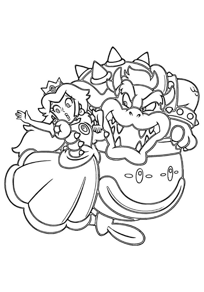 Peach e Bowser disegni da colorare