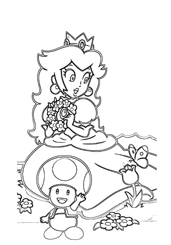 Peach e Toad da colorare