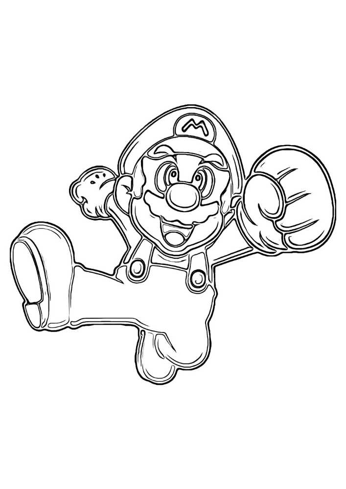 Super Mario che esulta da stampare e colorare in PDF A4