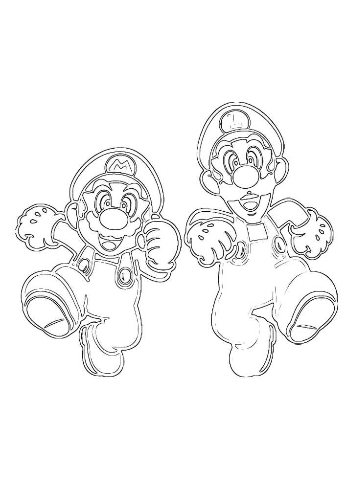 Super Mario e Luigi da stampare e colorare PDF A4