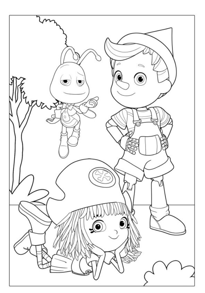 Disegni Pinocchio And Friends Da Colorare Pinocchio Freeda e Grillo Parlante