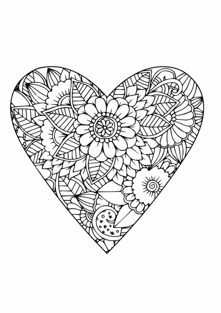 Cuore Mandala da colorare