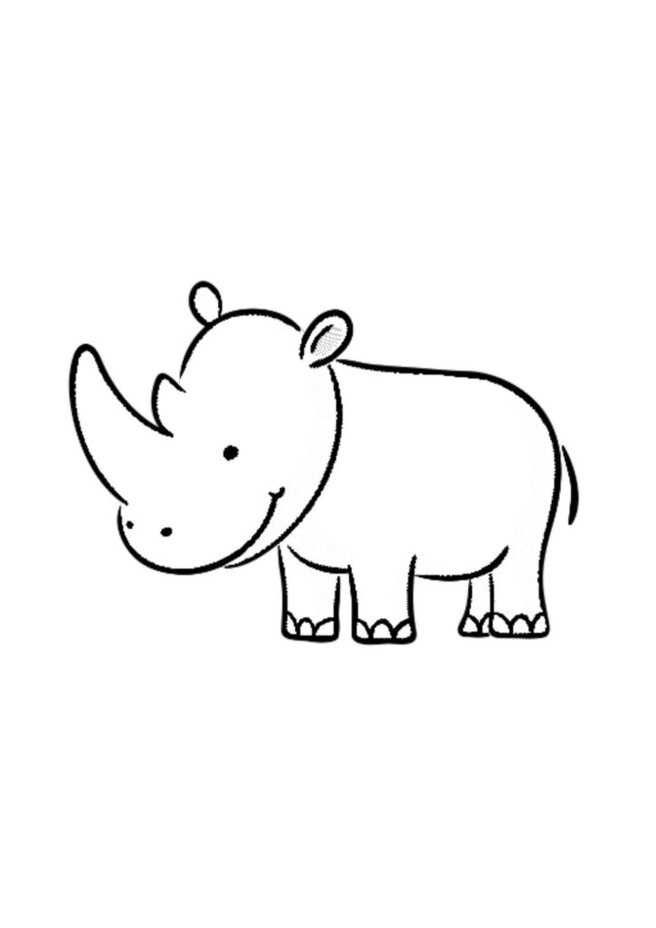Rinoceronte Adorabile Bianco e Nero da colorare