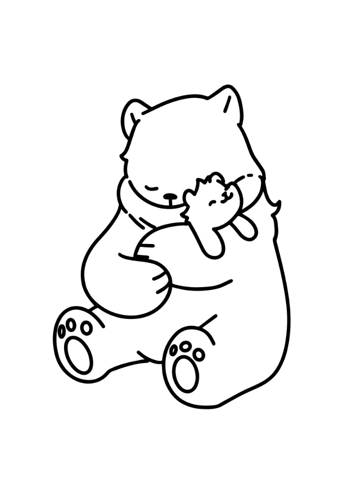 disegno mamma orsa e cucciolo da colorare