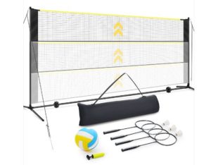 Rete Da Badminton Portatile 4.1 Metri - In Nylon Resistente, Pieghevole E Regolabile. Per Spiaggia, Giardino, Scuola E Interni!