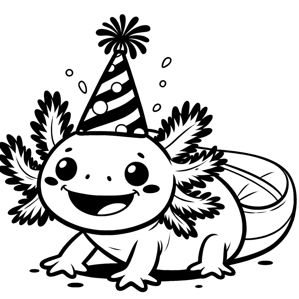 Axolotl che festeggia da colorare pdf a4