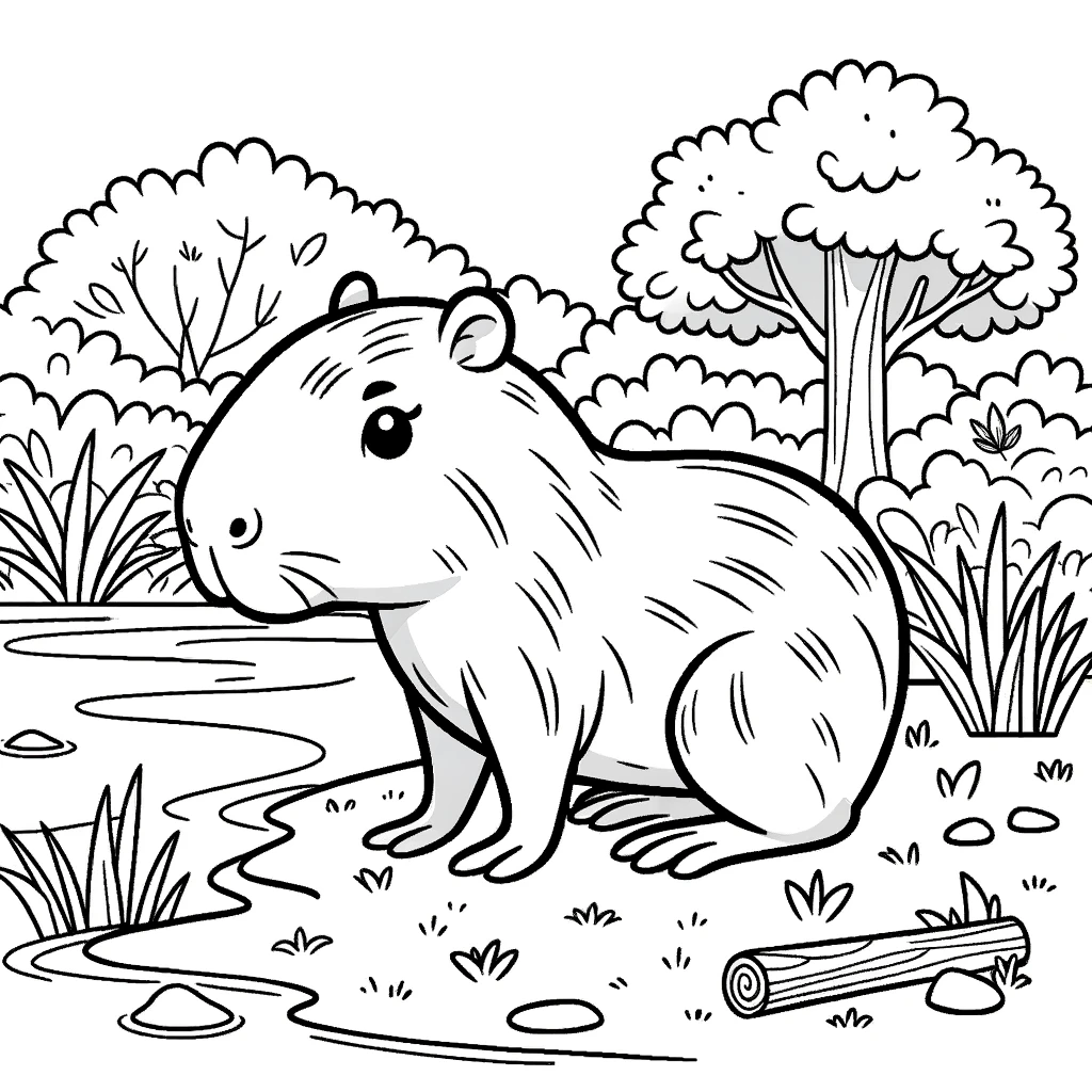 Disegno Capibara da colorare PDF A4